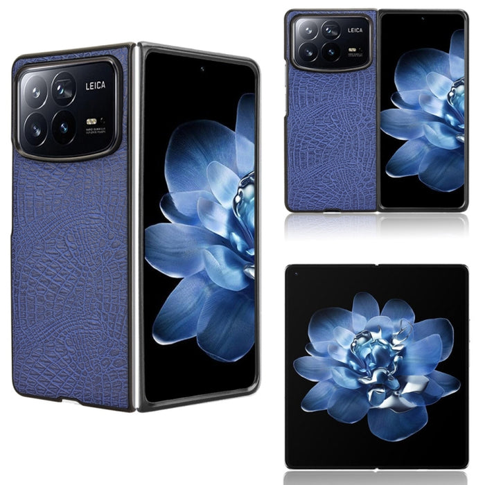 Funda trasera para teléfono con textura de cocodrilo, For Xiaomi Mix Flip 2, For Xiaomi Mix Flip, For Xiaomi Mix Fold 4
