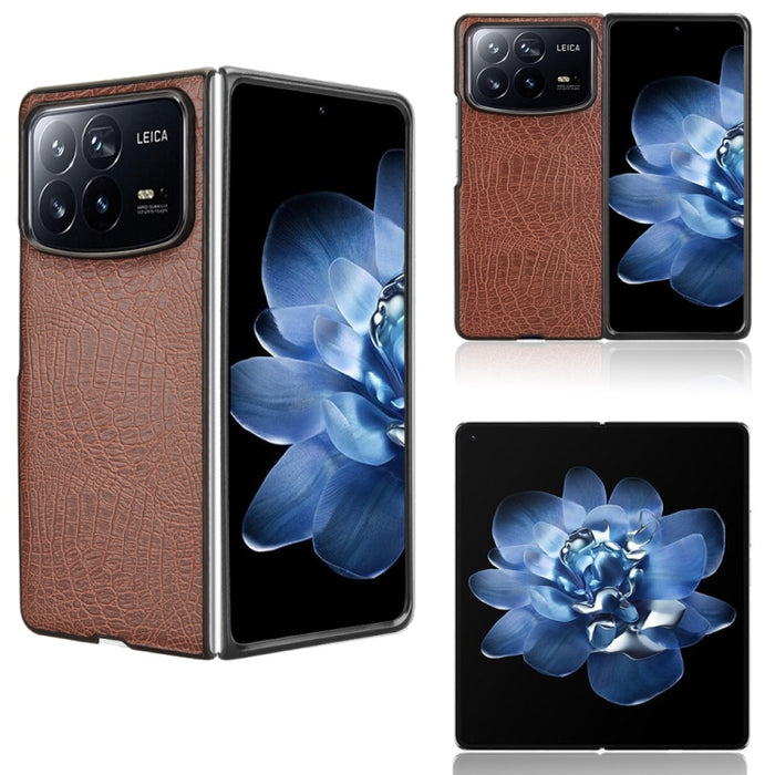 Funda trasera para teléfono con textura de cocodrilo, For Xiaomi Mix Flip 2, For Xiaomi Mix Flip, For Xiaomi Mix Fold 4