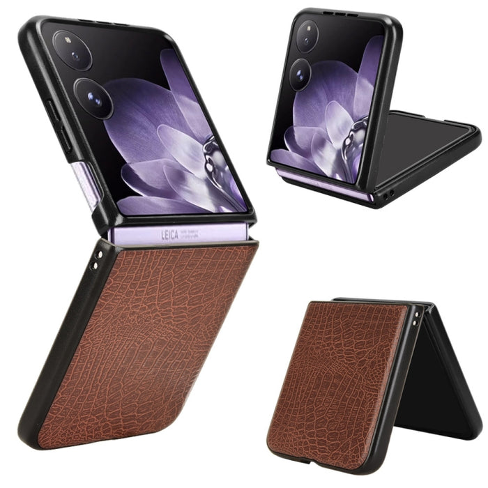 Funda trasera para teléfono con textura de cocodrilo, For Xiaomi Mix Flip 2, For Xiaomi Mix Flip, For Xiaomi Mix Fold 4