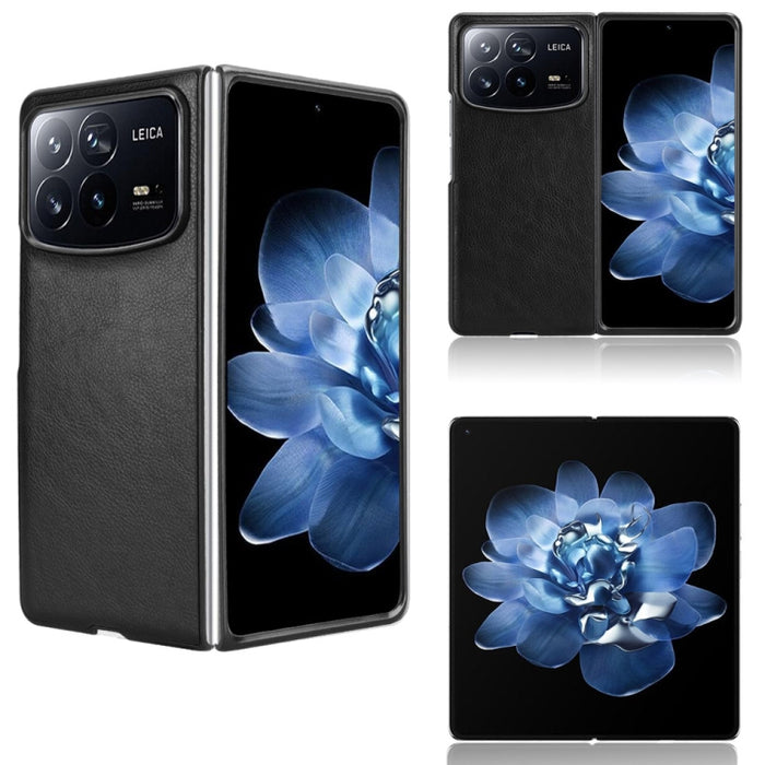 Funda trasera para teléfono con textura de lichi, For Xiaomi Mix Flip 2, For Xiaomi Mix Flip, For Xiaomi Mix Fold 4