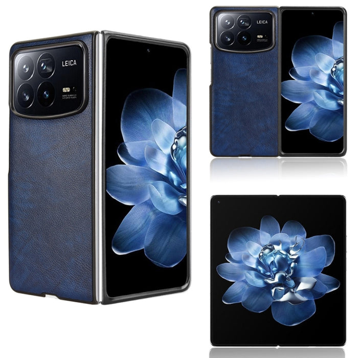 Funda trasera para teléfono con textura de lichi, For Xiaomi Mix Flip 2, For Xiaomi Mix Flip, For Xiaomi Mix Fold 4