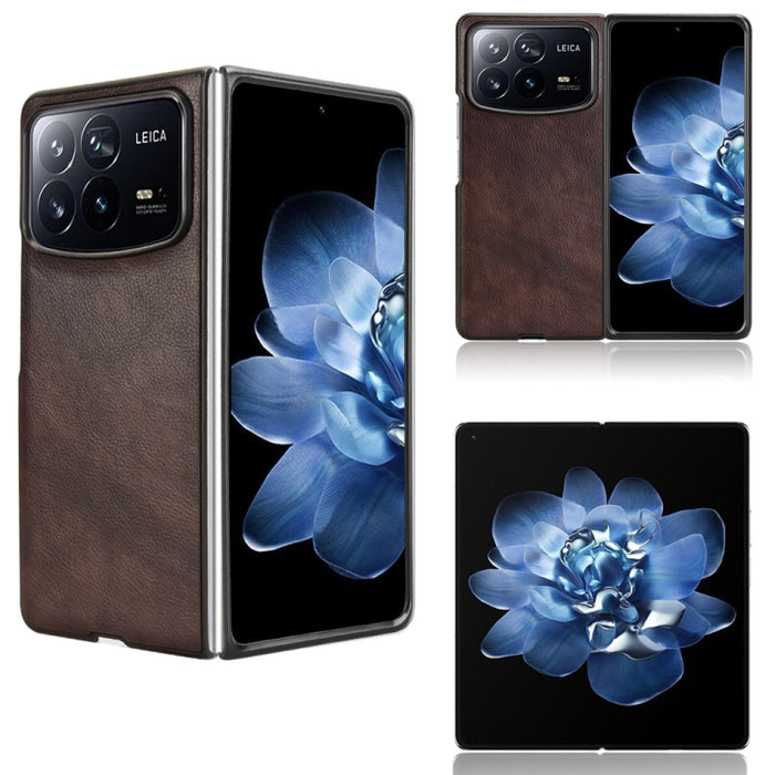 Funda trasera para teléfono con textura de lichi, For Xiaomi Mix Flip 2, For Xiaomi Mix Flip, For Xiaomi Mix Fold 4