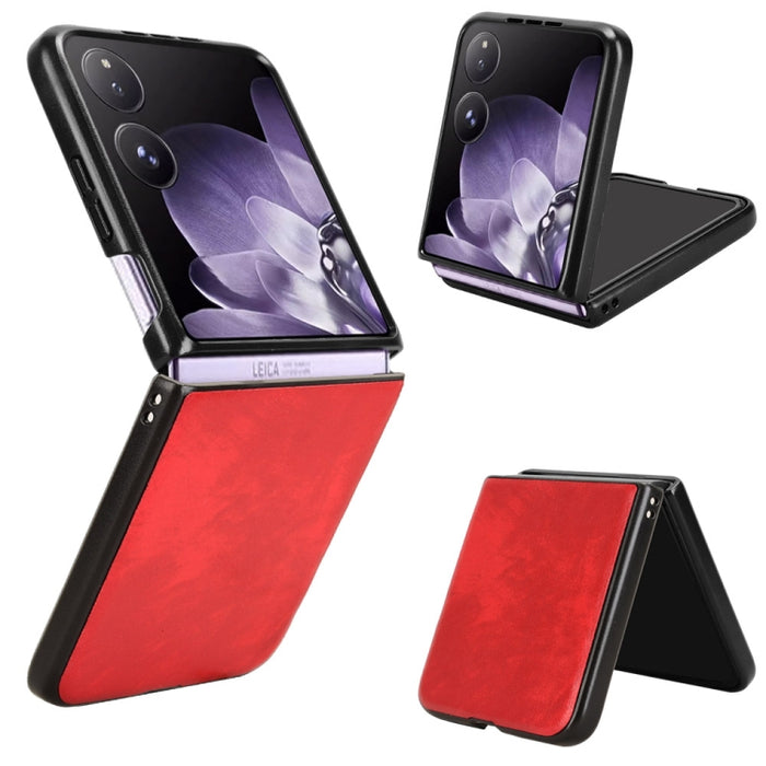 Funda trasera para teléfono con textura de lichi, For Xiaomi Mix Flip 2, For Xiaomi Mix Flip, For Xiaomi Mix Fold 4