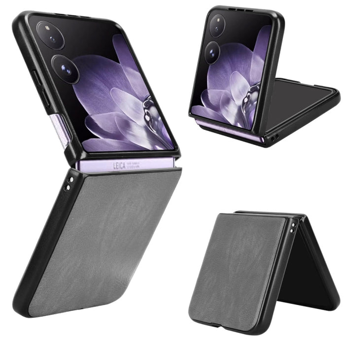 Funda trasera para teléfono con textura de lichi, For Xiaomi Mix Flip 2, For Xiaomi Mix Flip, For Xiaomi Mix Fold 4