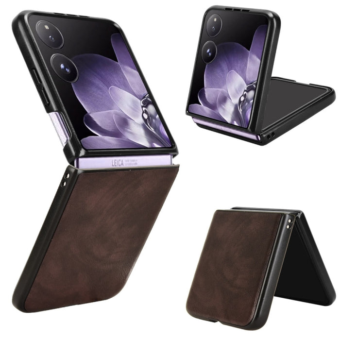 Funda trasera para teléfono con textura de lichi, For Xiaomi Mix Flip 2, For Xiaomi Mix Flip, For Xiaomi Mix Fold 4