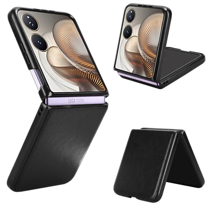 Funda trasera para teléfono con textura de lichi, For Xiaomi Mix Flip 2, For Xiaomi Mix Flip, For Xiaomi Mix Fold 4
