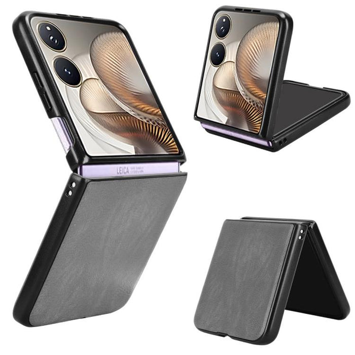 Funda trasera para teléfono con textura de lichi, For Xiaomi Mix Flip 2, For Xiaomi Mix Flip, For Xiaomi Mix Fold 4