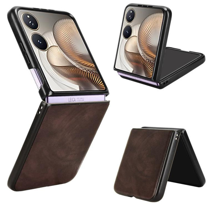 Funda trasera para teléfono con textura de lichi, For Xiaomi Mix Flip 2, For Xiaomi Mix Flip, For Xiaomi Mix Fold 4