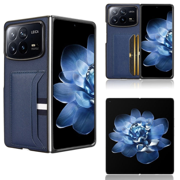 Funda para teléfono con tapa trasera con ranuras para tarjetas y textura de lichi, For Xiaomi Mix Flip 2, For Xiaomi Mix Flip, For Xiaomi Mix Fold 4