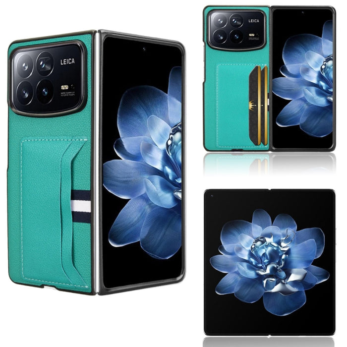 Funda para teléfono con tapa trasera con ranuras para tarjetas y textura de lichi, For Xiaomi Mix Flip 2, For Xiaomi Mix Flip, For Xiaomi Mix Fold 4