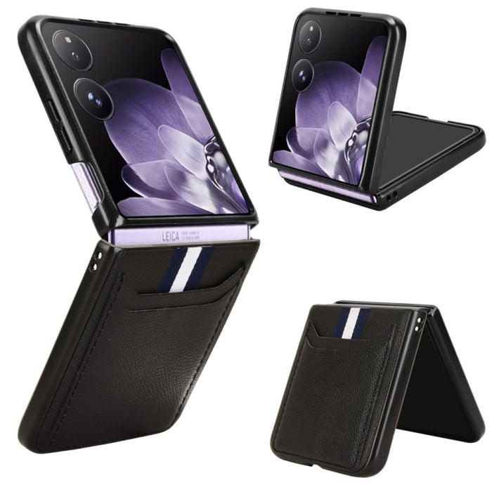 Funda para teléfono con tapa trasera con ranuras para tarjetas y textura de lichi, For Xiaomi Mix Flip 2, For Xiaomi Mix Flip, For Xiaomi Mix Fold 4