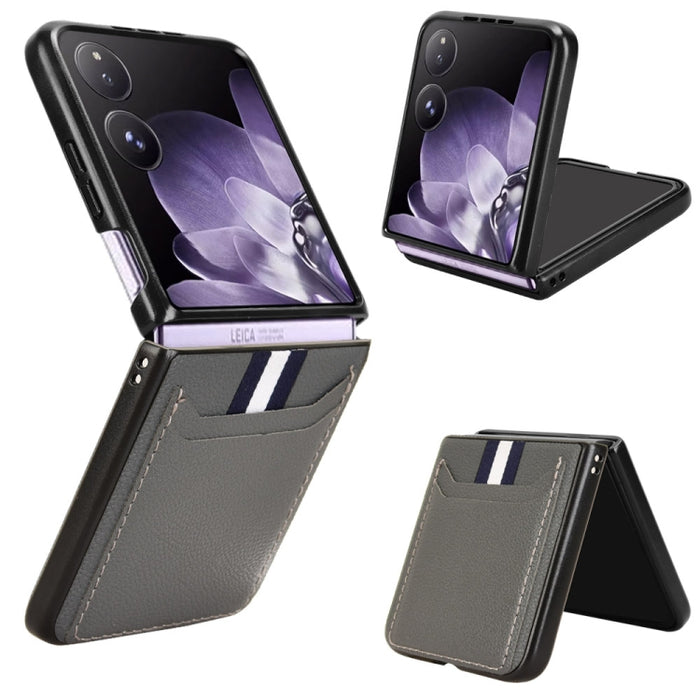 Funda para teléfono con tapa trasera con ranuras para tarjetas y textura de lichi, For Xiaomi Mix Flip 2, For Xiaomi Mix Flip, For Xiaomi Mix Fold 4