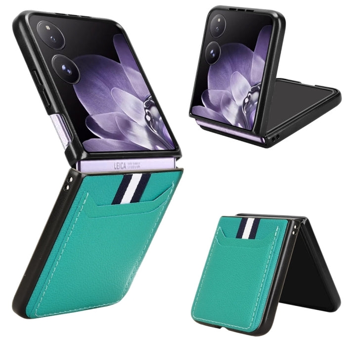 Funda para teléfono con tapa trasera con ranuras para tarjetas y textura de lichi, For Xiaomi Mix Flip 2, For Xiaomi Mix Flip, For Xiaomi Mix Fold 4