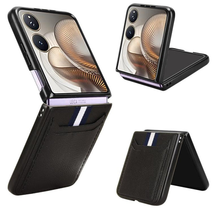 Funda para teléfono con tapa trasera con ranuras para tarjetas y textura de lichi, For Xiaomi Mix Flip 2, For Xiaomi Mix Flip, For Xiaomi Mix Fold 4
