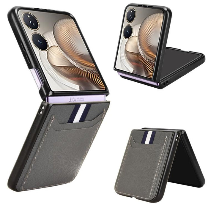 Funda para teléfono con tapa trasera con ranuras para tarjetas y textura de lichi, For Xiaomi Mix Flip 2, For Xiaomi Mix Flip, For Xiaomi Mix Fold 4