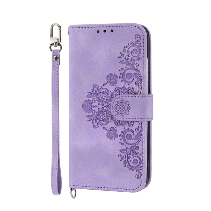 Funda de cuero para teléfono con relieve de flores y tacto de piel, For Redmi K70 Ultra