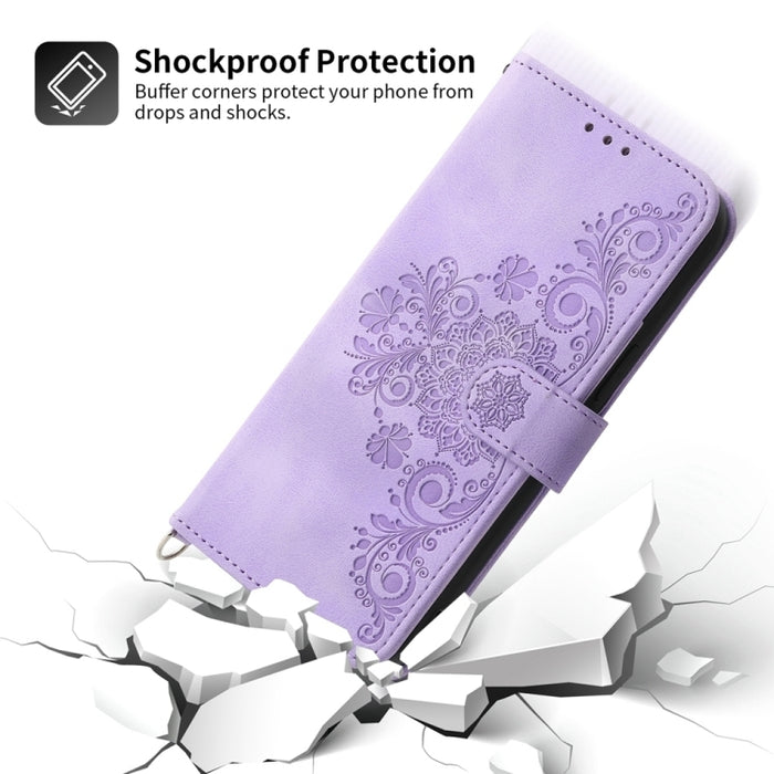 Funda de cuero para teléfono con relieve de flores y tacto de piel, For Redmi K70 Ultra