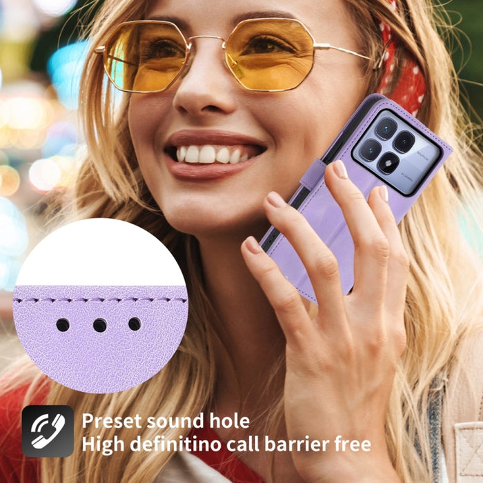 Funda de cuero para teléfono con relieve de flores y tacto de piel, For Redmi K70 Ultra