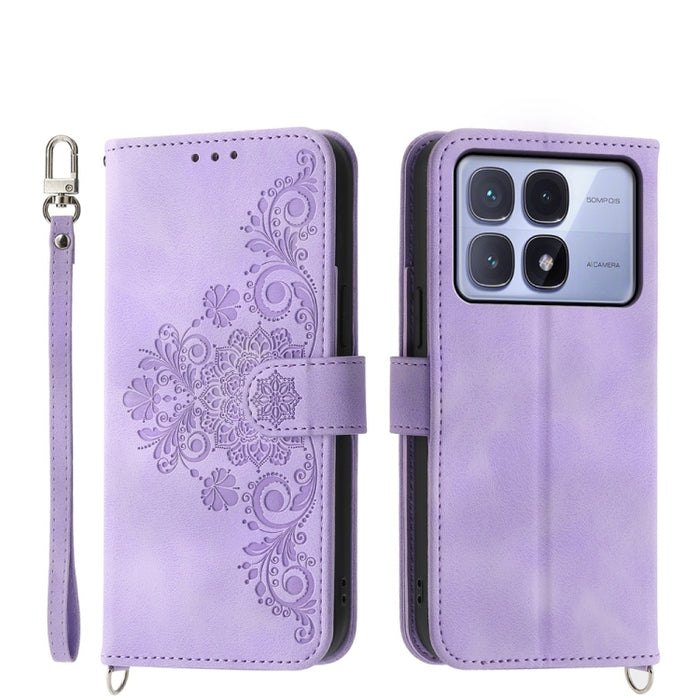 Funda de cuero para teléfono con relieve de flores y tacto de piel, For Redmi A7 Pro 4G / 5G 171mm / Poco C85x 5G, For Redmi 15a 5G, For Redmi Turbo 5 Max 5G / Poco X8 Pro Max 5G, For Redmi K90 Pro Max / Poco F8 Ultra 5G                                ...