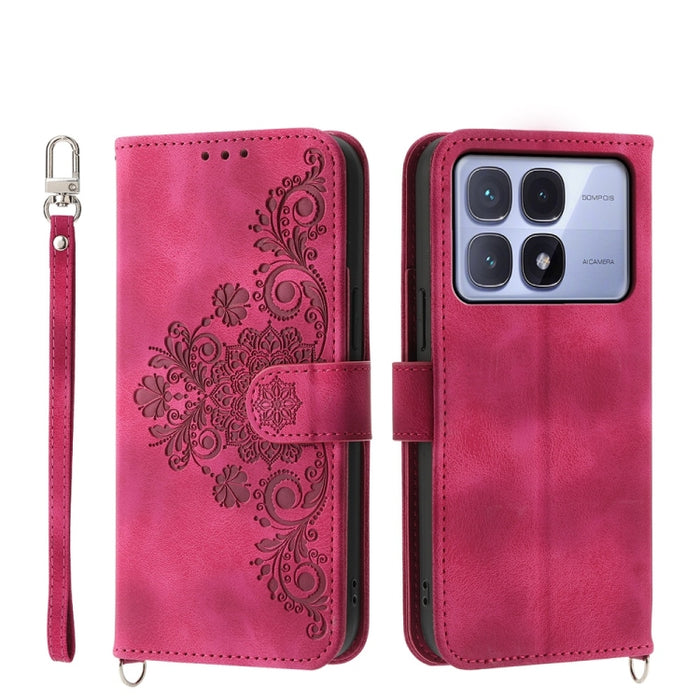 Funda de cuero para teléfono con relieve de flores y tacto de piel, For Redmi A7 Pro 4G / 5G 171mm / Poco C85x 5G, For Redmi 15a 5G, For Redmi Turbo 5 Max 5G / Poco X8 Pro Max 5G, For Redmi K90 Pro Max / Poco F8 Ultra 5G                                ...
