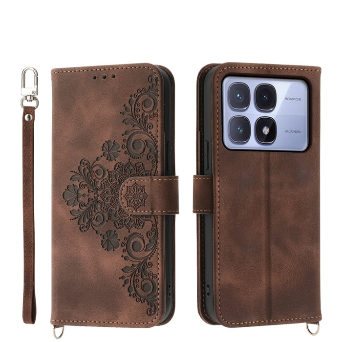 Funda de cuero para teléfono con relieve de flores y tacto de piel, For Redmi A7 Pro 4G / 5G 171mm / Poco C85x 5G, For Redmi 15a 5G, For Redmi Turbo 5 Max 5G / Poco X8 Pro Max 5G, For Redmi K90 Pro Max / Poco F8 Ultra 5G                                ...
