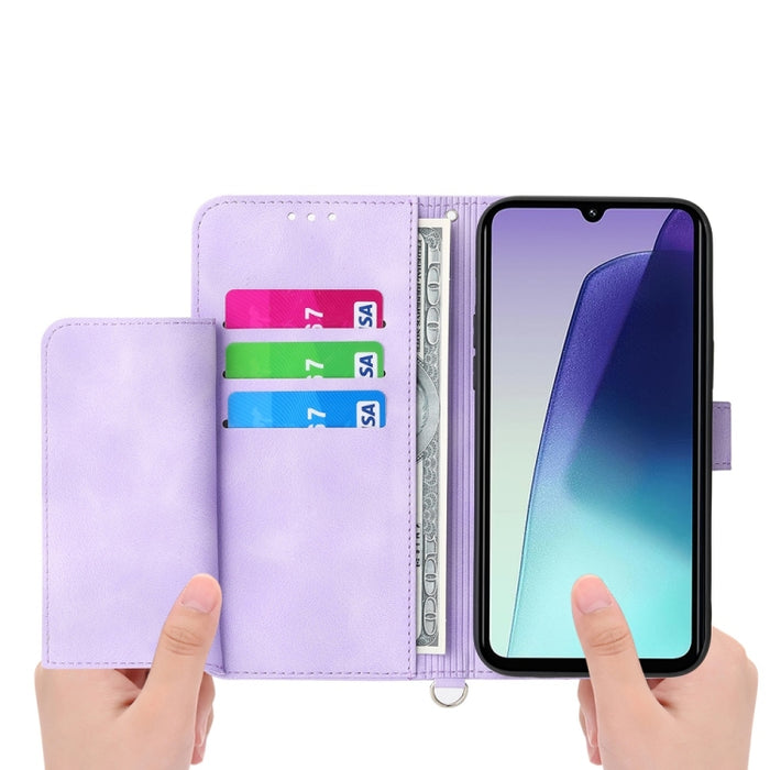 Funda de cuero para teléfono con relieve de flores y tacto de piel, For Redmi K70 Ultra