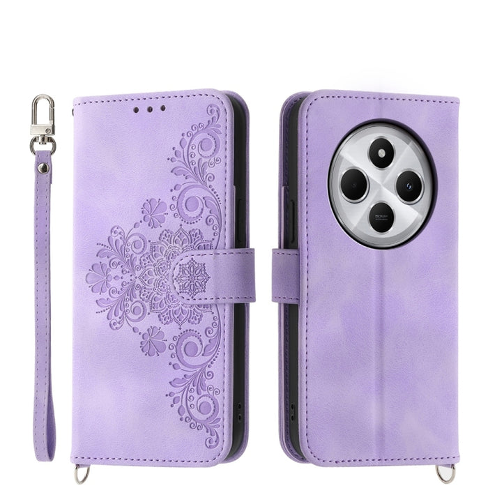 Funda de cuero para teléfono con relieve de flores y tacto de piel, For Redmi A7 Pro 4G / 5G 171mm / Poco C85x 5G, For Redmi 15a 5G, For Redmi Turbo 5 Max 5G / Poco X8 Pro Max 5G, For Redmi K90 Pro Max / Poco F8 Ultra 5G                                ...
