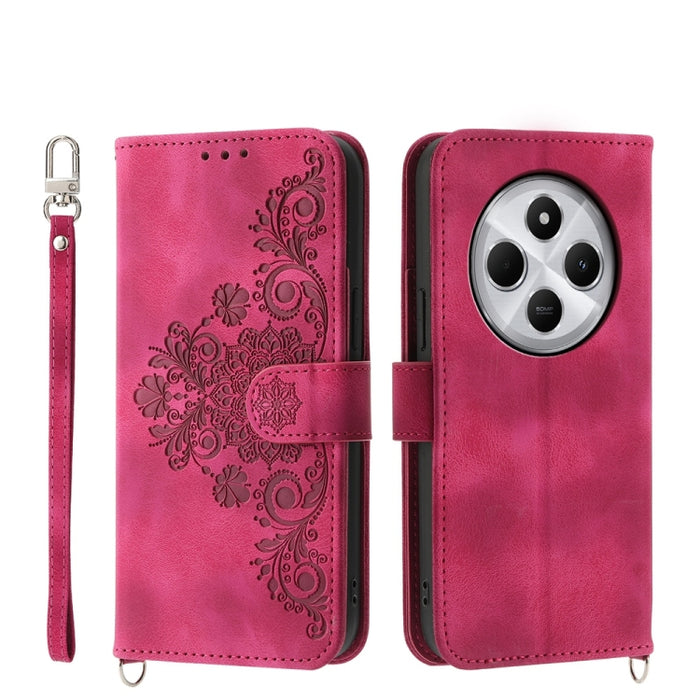 Funda de cuero para teléfono con relieve de flores y tacto de piel, For Redmi A7 Pro 4G / 5G 171mm / Poco C85x 5G, For Redmi 15a 5G, For Redmi Turbo 5 Max 5G / Poco X8 Pro Max 5G, For Redmi K90 Pro Max / Poco F8 Ultra 5G                                ...