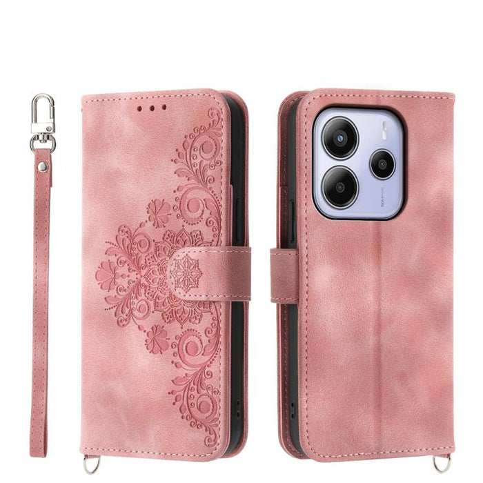 Funda de cuero para teléfono con relieve de flores y tacto de piel, For Redmi A7 Pro 4G / 5G 171mm / Poco C85x 5G, For Redmi 15a 5G, For Redmi Turbo 5 Max 5G / Poco X8 Pro Max 5G, For Redmi K90 Pro Max / Poco F8 Ultra 5G                                ...