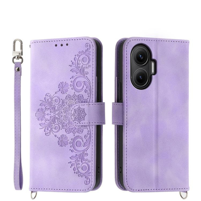 Funda de cuero para teléfono con relieve de flores y tacto de piel, For Redmi A7 Pro 4G / 5G 171mm / Poco C85x 5G, For Redmi 15a 5G, For Redmi Turbo 5 Max 5G / Poco X8 Pro Max 5G, For Redmi K90 Pro Max / Poco F8 Ultra 5G                                ...