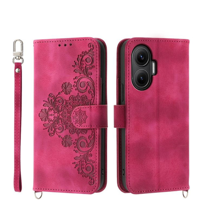 Funda de cuero para teléfono con relieve de flores y tacto de piel, For Redmi A7 Pro 4G / 5G 171mm / Poco C85x 5G, For Redmi 15a 5G, For Redmi Turbo 5 Max 5G / Poco X8 Pro Max 5G, For Redmi K90 Pro Max / Poco F8 Ultra 5G                                ...
