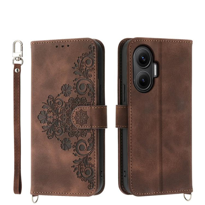 Funda de cuero para teléfono con relieve de flores y tacto de piel, For Redmi A7 Pro 4G / 5G 171mm / Poco C85x 5G, For Redmi 15a 5G, For Redmi Turbo 5 Max 5G / Poco X8 Pro Max 5G, For Redmi K90 Pro Max / Poco F8 Ultra 5G                                ...