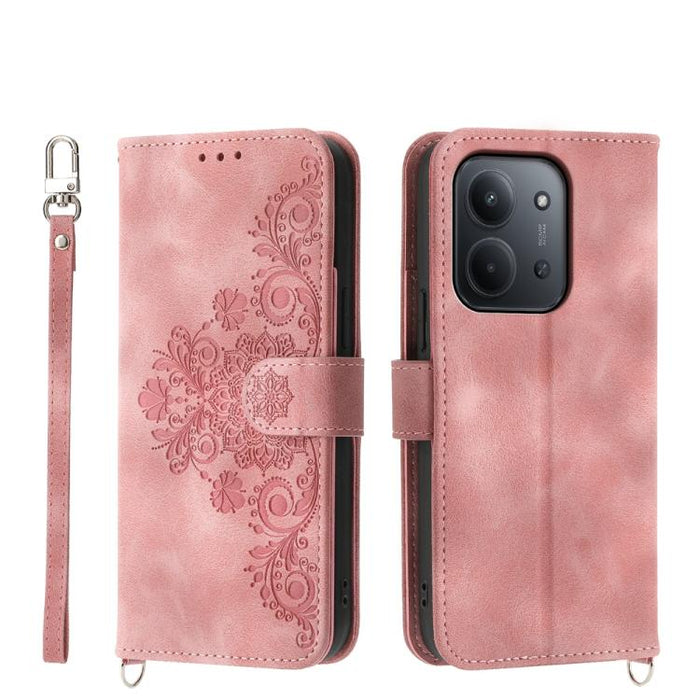 Funda de cuero para teléfono con relieve de flores y tacto de piel, For Redmi A7 Pro 4G / 5G 171mm / Poco C85x 5G, For Redmi 15a 5G, For Redmi Turbo 5 Max 5G / Poco X8 Pro Max 5G, For Redmi K90 Pro Max / Poco F8 Ultra 5G                                ...