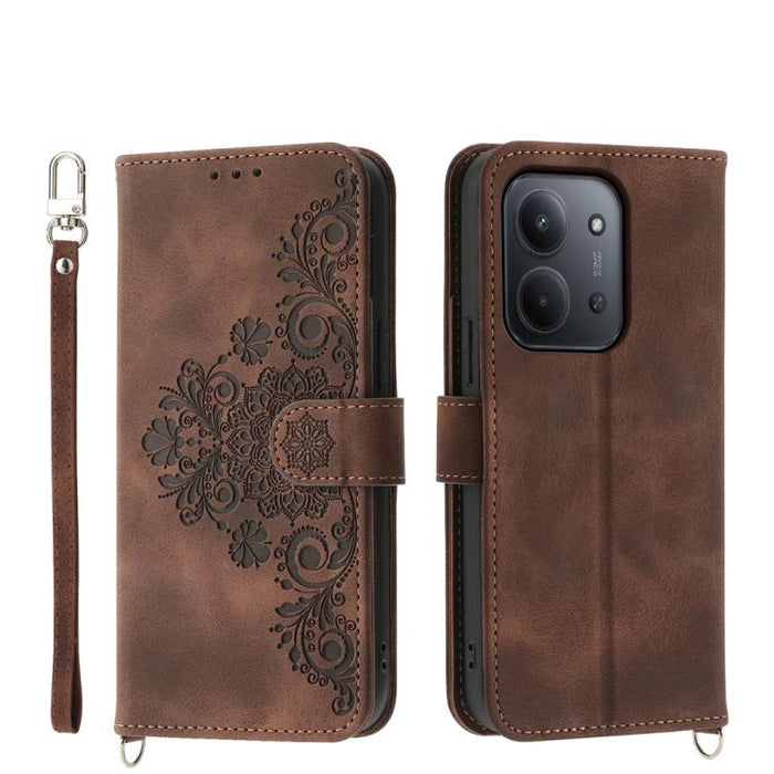 Funda de cuero para teléfono con relieve de flores y tacto de piel, For Redmi A7 Pro 4G / 5G 171mm / Poco C85x 5G, For Redmi 15a 5G, For Redmi Turbo 5 Max 5G / Poco X8 Pro Max 5G, For Redmi K90 Pro Max / Poco F8 Ultra 5G                                ...