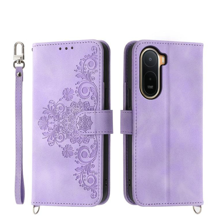 Funda de cuero para teléfono con relieve de flores y tacto de piel, For Redmi A7 Pro 4G / 5G 171mm / Poco C85x 5G, For Redmi 15a 5G, For Redmi Turbo 5 Max 5G / Poco X8 Pro Max 5G, For Redmi K90 Pro Max / Poco F8 Ultra 5G                                ...