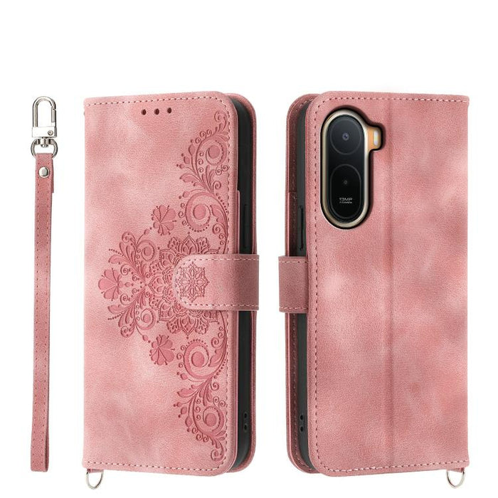 Funda de cuero para teléfono con relieve de flores y tacto de piel, For Redmi A7 Pro 4G / 5G 171mm / Poco C85x 5G, For Redmi 15a 5G, For Redmi Turbo 5 Max 5G / Poco X8 Pro Max 5G, For Redmi K90 Pro Max / Poco F8 Ultra 5G                                ...