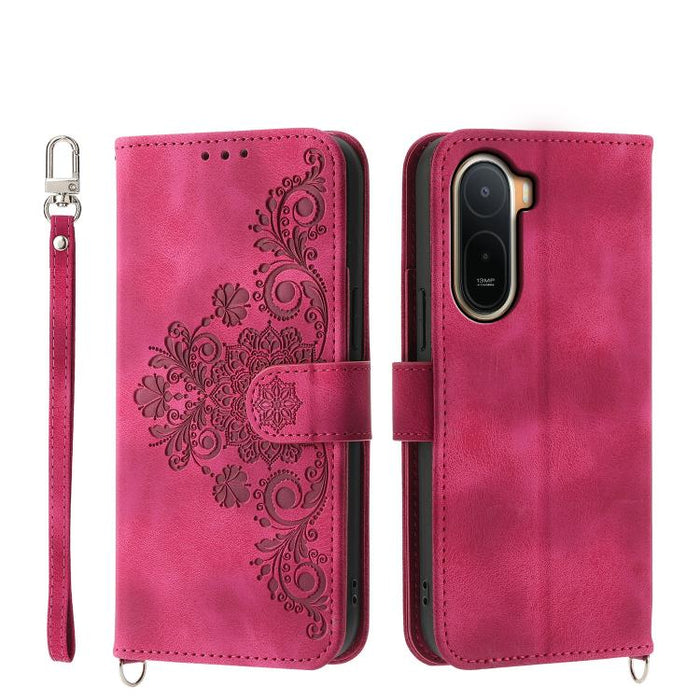 Funda de cuero para teléfono con relieve de flores y tacto de piel, For Redmi A7 Pro 4G / 5G 171mm / Poco C85x 5G, For Redmi 15a 5G, For Redmi Turbo 5 Max 5G / Poco X8 Pro Max 5G, For Redmi K90 Pro Max / Poco F8 Ultra 5G                                ...