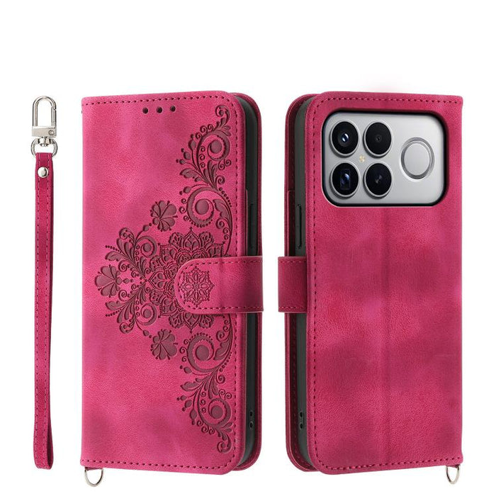 Funda de cuero para teléfono con relieve de flores y tacto de piel, For Redmi A7 Pro 4G / 5G 171mm / Poco C85x 5G, For Redmi 15a 5G, For Redmi Turbo 5 Max 5G / Poco X8 Pro Max 5G, For Redmi K90 Pro Max / Poco F8 Ultra 5G                                ...