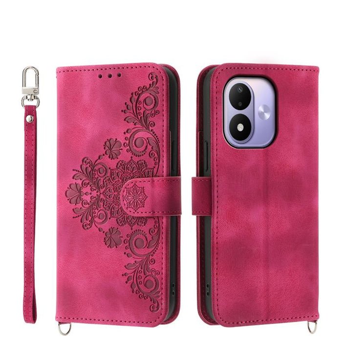 Funda de cuero para teléfono con relieve de flores y tacto de piel, For Redmi A7 Pro 4G / 5G 171mm / Poco C85x 5G, For Redmi 15a 5G, For Redmi Turbo 5 Max 5G / Poco X8 Pro Max 5G, For Redmi K90 Pro Max / Poco F8 Ultra 5G                                ...