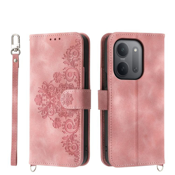 Funda de cuero para teléfono con relieve de flores y tacto de piel, For Redmi A7 Pro 4G / 5G 171mm / Poco C85x 5G, For Redmi 15a 5G, For Redmi Turbo 5 Max 5G / Poco X8 Pro Max 5G, For Redmi K90 Pro Max / Poco F8 Ultra 5G                                ...