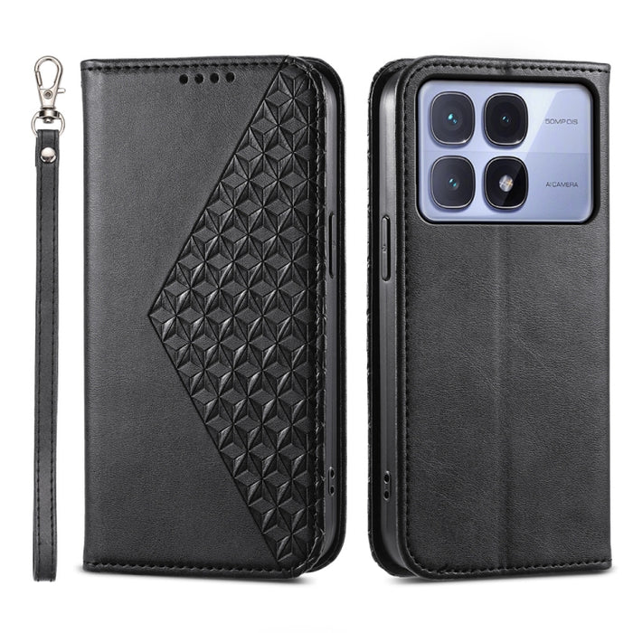 Funda de cuero magnética para teléfono con textura de becerro y cuadrícula cúbica, For Redmi A7 Pro 4G / 5G 171mm / Poco C85x 5G, For Redmi 15a 5G, For Redmi Turbo 5 Max 5G / Poco X8 Pro Max 5G, For Redmi Note 15 Pro+ 163.3mm / Poco M8 Pro             ...