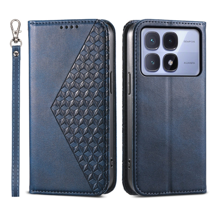 Funda de cuero magnética para teléfono con textura de becerro y cuadrícula cúbica, For Redmi A7 Pro 4G / 5G 171mm / Poco C85x 5G, For Redmi 15a 5G, For Redmi Turbo 5 Max 5G / Poco X8 Pro Max 5G, For Redmi Note 15 Pro+ 163.3mm / Poco M8 Pro             ...