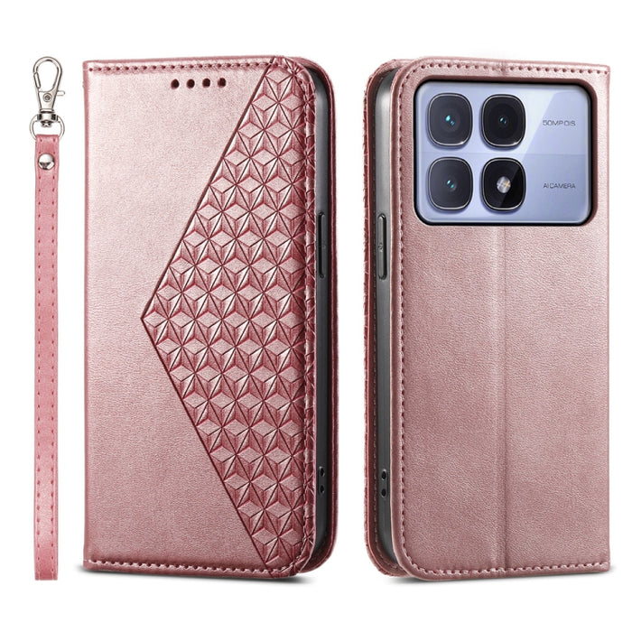 Funda de cuero magnética para teléfono con textura de becerro y cuadrícula cúbica, For Redmi A7 Pro 4G / 5G 171mm / Poco C85x 5G, For Redmi 15a 5G, For Redmi Turbo 5 Max 5G / Poco X8 Pro Max 5G, For Redmi Note 15 Pro+ 163.3mm / Poco M8 Pro             ...