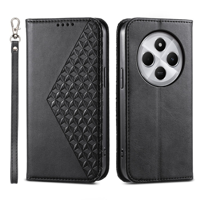 Funda de cuero magnética para teléfono con textura de becerro y cuadrícula cúbica, For Redmi A7 Pro 4G / 5G 171mm / Poco C85x 5G, For Redmi 15a 5G, For Redmi Turbo 5 Max 5G / Poco X8 Pro Max 5G, For Redmi Note 15 Pro+ 163.3mm / Poco M8 Pro             ...