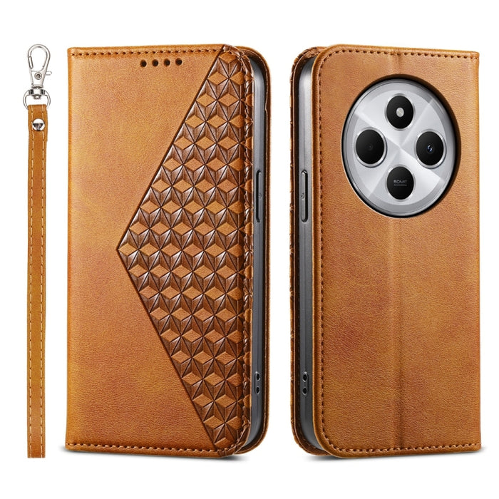 Funda de cuero magnética para teléfono con textura de becerro y cuadrícula cúbica, For Redmi A7 Pro 4G / 5G 171mm / Poco C85x 5G, For Redmi 15a 5G, For Redmi Turbo 5 Max 5G / Poco X8 Pro Max 5G, For Redmi Note 15 Pro+ 163.3mm / Poco M8 Pro             ...