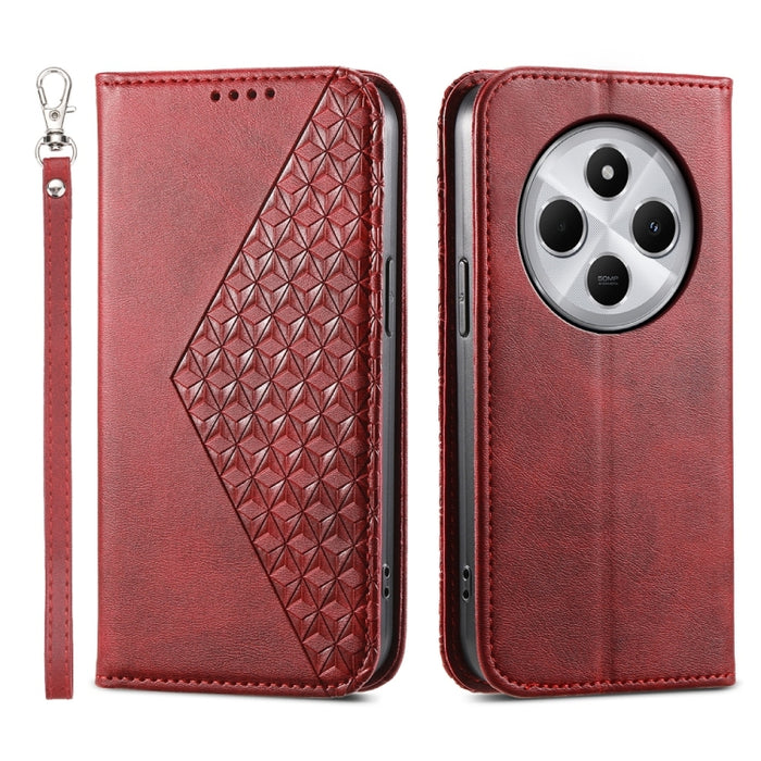 Funda de cuero magnética para teléfono con textura de becerro y cuadrícula cúbica, For Redmi A7 Pro 4G / 5G 171mm / Poco C85x 5G, For Redmi 15a 5G, For Redmi Turbo 5 Max 5G / Poco X8 Pro Max 5G, For Redmi Note 15 Pro+ 163.3mm / Poco M8 Pro             ...