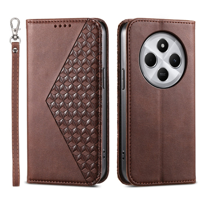 Funda de cuero magnética para teléfono con textura de becerro y cuadrícula cúbica, For Redmi A7 Pro 4G / 5G 171mm / Poco C85x 5G, For Redmi 15a 5G, For Redmi Turbo 5 Max 5G / Poco X8 Pro Max 5G, For Redmi Note 15 Pro+ 163.3mm / Poco M8 Pro             ...