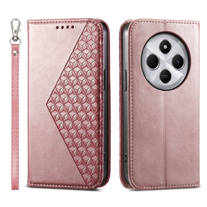 Funda de cuero magnética para teléfono con textura de becerro y cuadrícula cúbica, For Redmi A7 Pro 4G / 5G 171mm / Poco C85x 5G, For Redmi 15a 5G, For Redmi Turbo 5 Max 5G / Poco X8 Pro Max 5G, For Redmi Note 15 Pro+ 163.3mm / Poco M8 Pro             ...