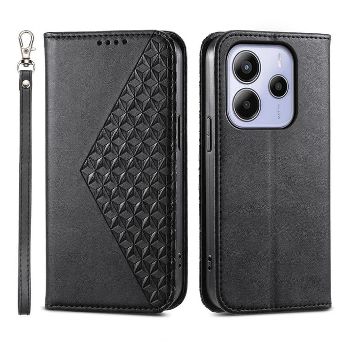 Funda de cuero magnética para teléfono con textura de becerro y cuadrícula cúbica, For Redmi A7 Pro 4G / 5G 171mm / Poco C85x 5G, For Redmi 15a 5G, For Redmi Turbo 5 Max 5G / Poco X8 Pro Max 5G, For Redmi Note 15 Pro+ 163.3mm / Poco M8 Pro             ...
