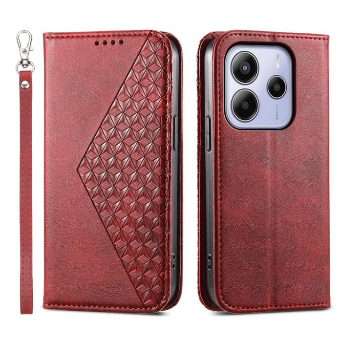 Funda de cuero magnética para teléfono con textura de becerro y cuadrícula cúbica, For Redmi A7 Pro 4G / 5G 171mm / Poco C85x 5G, For Redmi 15a 5G, For Redmi Turbo 5 Max 5G / Poco X8 Pro Max 5G, For Redmi Note 15 Pro+ 163.3mm / Poco M8 Pro             ...